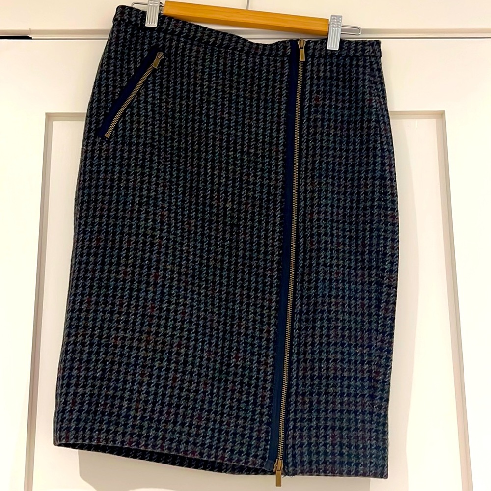 J Crew Skirt 6 Wool Zipper Detail Blue